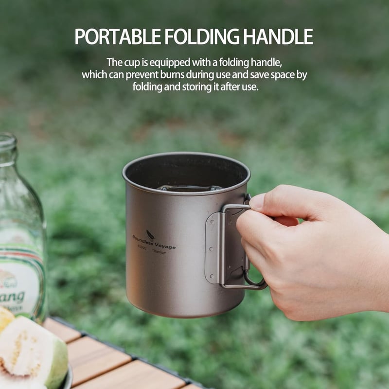 iBasingo Titán Kempingbögre Fedővel és Összecsukható Fogantyúval 200-750ml