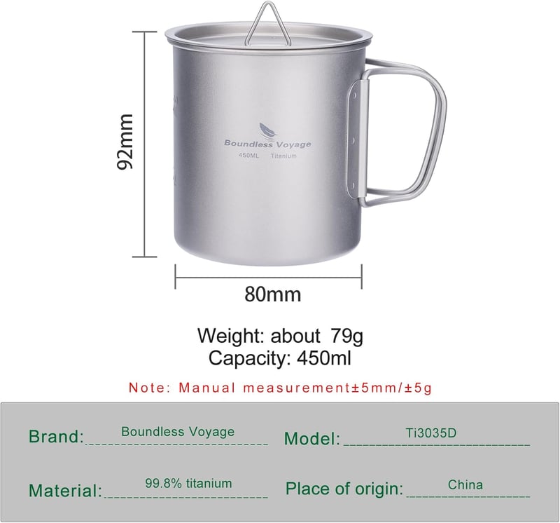 iBasingo Titán Kempingbögre Fedővel és Összecsukható Fogantyúval 200-750ml