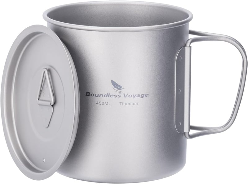 iBasingo Titán Kempingbögre Fedővel és Összecsukható Fogantyúval 200-750ml