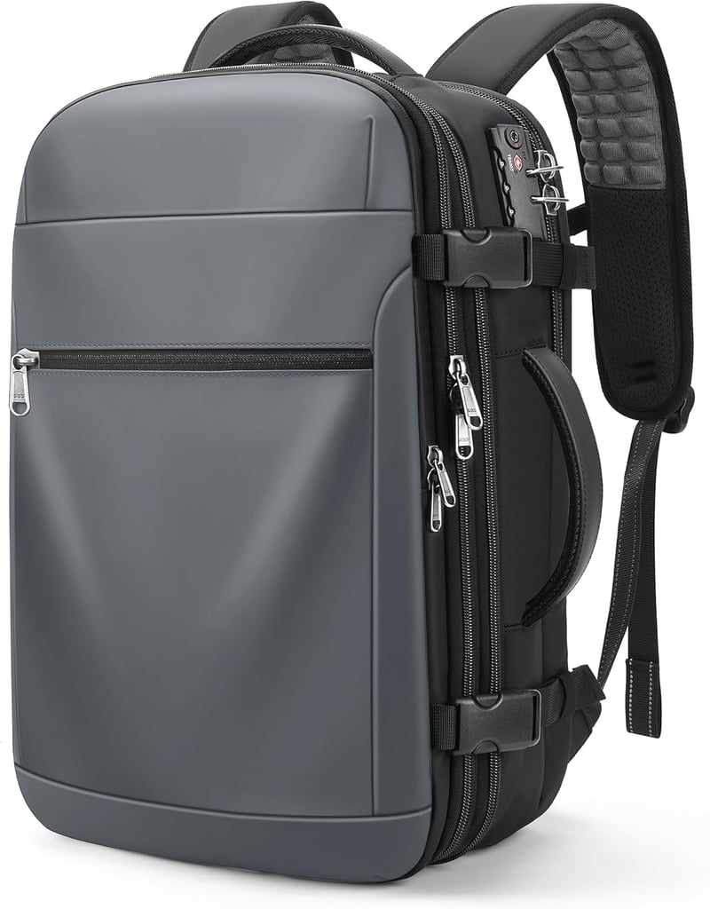 ibeacos 60L Vákuum Hátizsák Bővíthető, TSA Zárral és Vákuumpumpával, Vízálló Laptop Hátizsák 17,3" - Gray