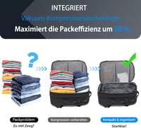 ibeacos 60L Vákuum Hátizsák Bővíthető, TSA Zárral és Vákuumpumpával, Vízálló Laptop Hátizsák 17,3" - Gray 3