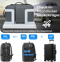 ibeacos 60L Vákuum Hátizsák Bővíthető, TSA Zárral és Vákuumpumpával, Vízálló Laptop Hátizsák 17,3" - Gray 2