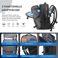 ibeacos 60L Vákuum Hátizsák Bővíthető, TSA Zárral és Vákuumpumpával, Vízálló Laptop Hátizsák 17,3" - Gray 5