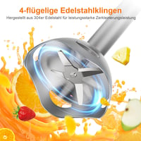Ibergrif 1000W 4az1-ben Rozsdamentes Kézi Mixer Turbó Funkcióval és Sebességszabályzóval 8