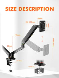 Ibergrif MA001-2 kettős monitortartó gázrugós, 13"-27", VESA 75/100 mm - fekete 8