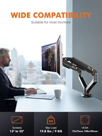 Ibergrif MA001-2 kettős monitortartó gázrugós, 13"-27", VESA 75/100 mm - fekete 2
