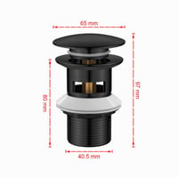 Ibergrif M20502B Odtokový ventil s prepadom pre umývadlo, matná čierna, výsuvná zátka, mosadz, 41-50 mm 2
