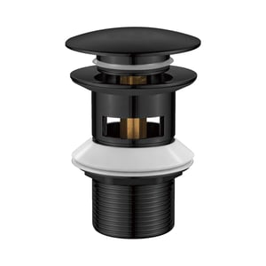 Ibergrif M20502B Odvodni ventil s preljevom za umivaonik, mat crna, pop-up čep, mesing, 41-50 mm