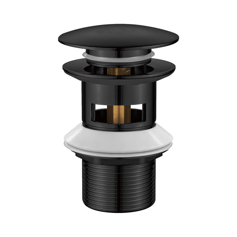 Ibergrif M20502B Odtokový ventil s prepadom pre umývadlo, matná čierna, výsuvná zátka, mosadz, 41-50 mm