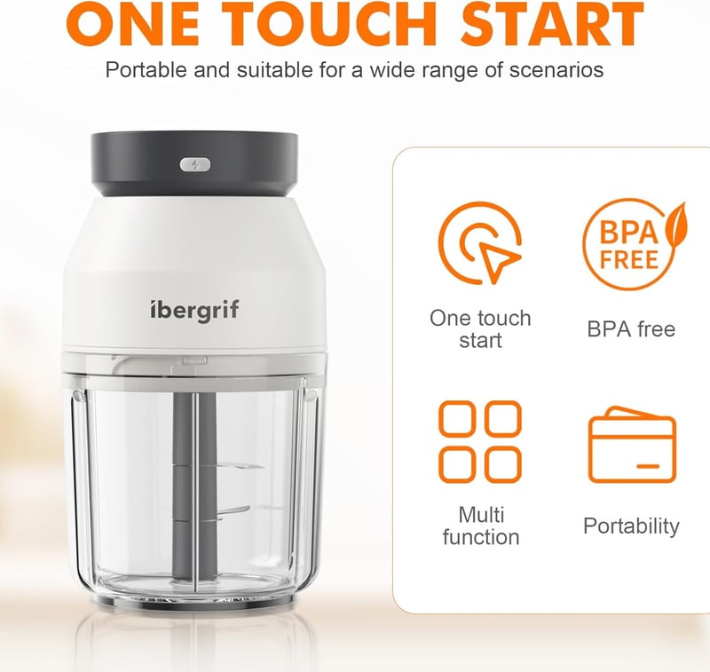 Ibergrif M503 Elektromos Aprító 400ml USB Töltéssel Hús Zöldség Gyümölcs