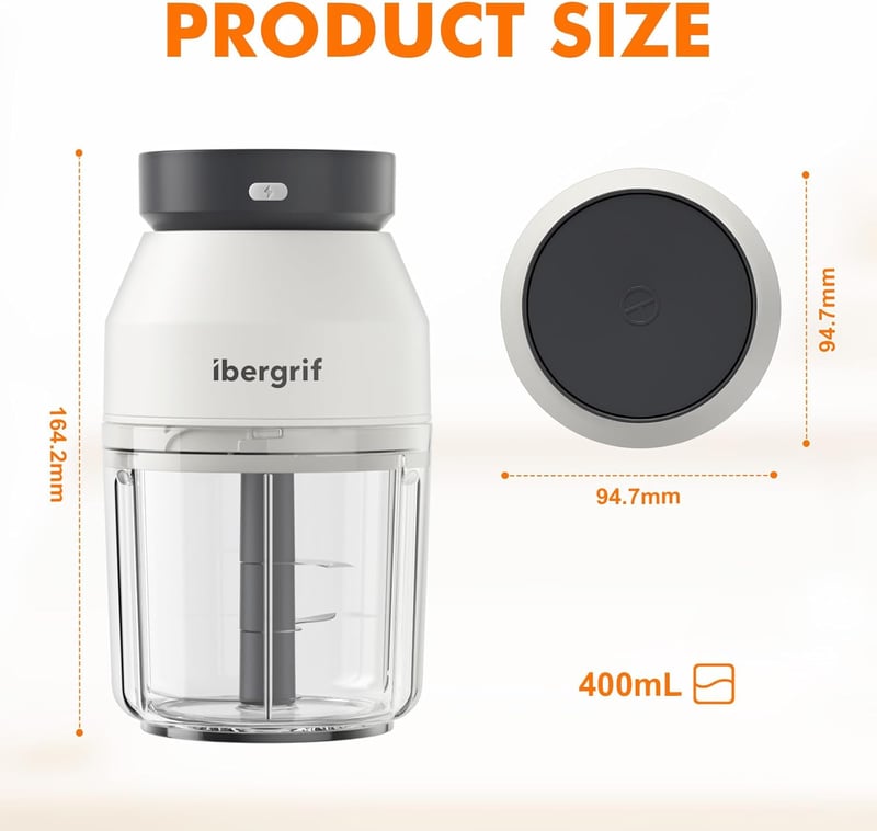 Ibergrif M503 Elektromos Aprító 400ml USB Töltéssel Hús Zöldség Gyümölcs