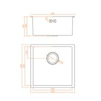 Chiuvetă de bucătărie din oțel inoxidabil Ibergrif M84040, 40x40 cm, cu montare sub blat sau la nivelul blatului, incluzând sită de scurgere 6