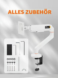 Ibergrif MA001W Držiak na monitor pre obrazovky 13-32 palcov, nastavenie výšky pomocou plynovej pružiny, sklopný, otočný, káblový manažment, VESA 75/100 mm, biely 9