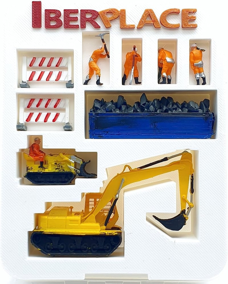 Iberplace H0 Építkezési szett 9 részes - Excavátor, Loader, Munkások, 1:87 méretarány