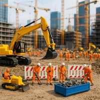 Iberplace H0 Építkezési szett 9 részes - Excavátor, Loader, Munkások, 1:87 méretarány 2