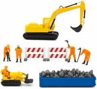 Iberplace H0 Építkezési szett 9 részes - Excavátor, Loader, Munkások, 1:87 méretarány 1