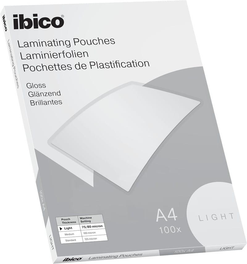 Ibico Basics lamináló fólia A4, fényes, lekerekített sarkok - 100 db