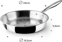 IBILI 24 cm rozsdamentes acél serpenyő indukciós nem tapadó ezüst 3