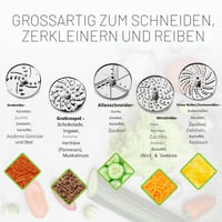 Sada na julienne strúhanie IBILI s 5 kotúčmi – nehrdzavejúca oceľ a plast, 12 cm kotúče, súprava na krájanie a strúhanie zeleniny 2