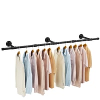Bară de haine pentru perete IBUYKE 156 cm TYJ007H, bară industrială din metal, negru 1