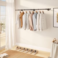 Bară de haine pentru perete IBUYKE 156 cm TYJ007H, bară industrială din metal, negru 2