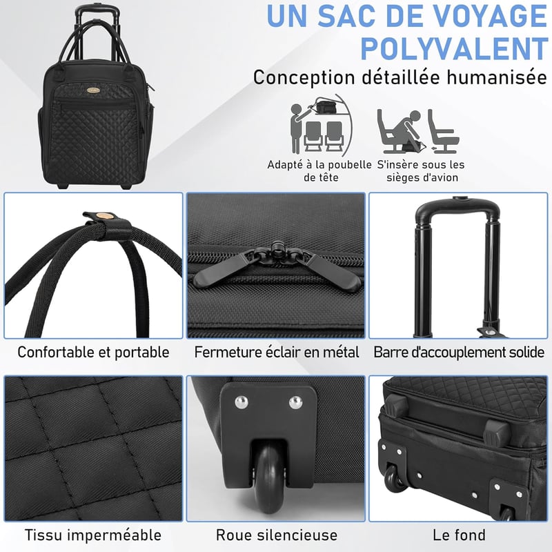 IBVIVIC Kabinbőrönd Kézipoggyász Trolley Fekete 42x32x21cm Könnyű Üzleti Utazáshoz Férfi Női Repülőgép Kerekes Táska