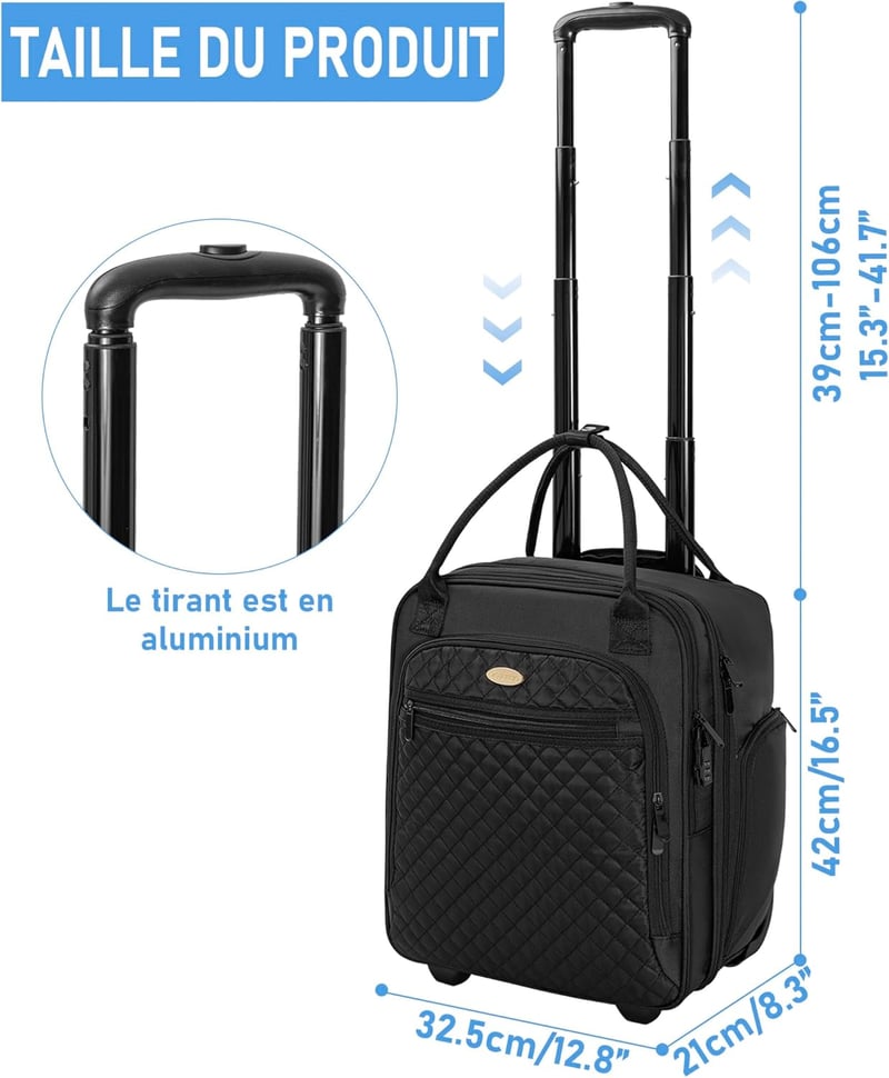IBVIVIC Kabinbőrönd Kézipoggyász Trolley Fekete 42x32x21cm Könnyű Üzleti Utazáshoz Férfi Női Repülőgép Kerekes Táska