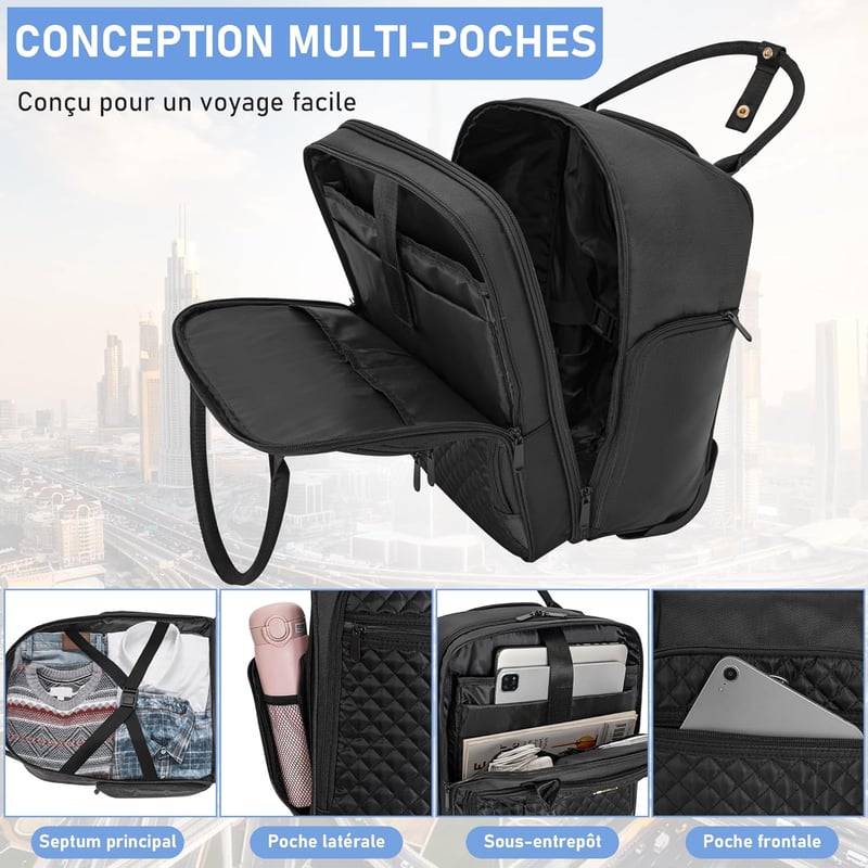 IBVIVIC Kabinbőrönd Kézipoggyász Trolley Fekete 42x32x21cm Könnyű Üzleti Utazáshoz Férfi Női Repülőgép Kerekes Táska