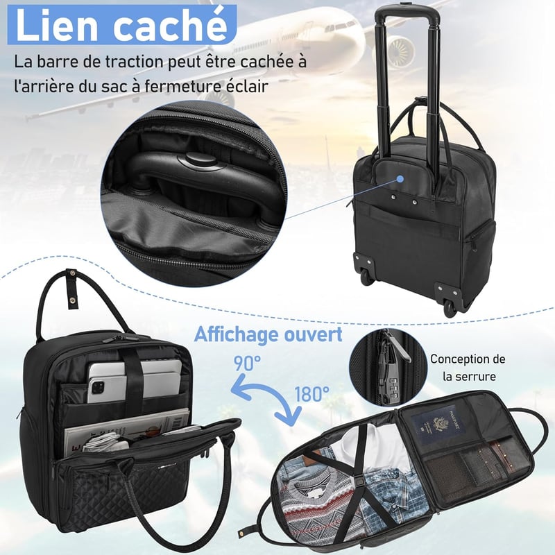 IBVIVIC Kabinbőrönd Kézipoggyász Trolley Fekete 42x32x21cm Könnyű Üzleti Utazáshoz Férfi Női Repülőgép Kerekes Táska