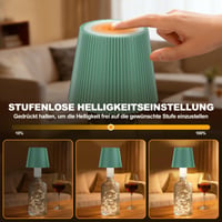 Sklenená LED lampa ICARE s rozprávkovými svetielkami, zelená, bezdrôtová fľašková lampa, nabíjateľná cez USB-C, dotykové stmievanie, 3 teploty farieb, IP54 3