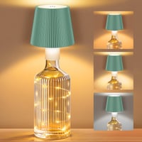 Sklenená LED lampa ICARE s rozprávkovými svetielkami, zelená, bezdrôtová fľašková lampa, nabíjateľná cez USB-C, dotykové stmievanie, 3 teploty farieb, IP54 1