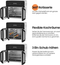 iceagle 23L Olajmentes Légfrissítő Kettős Zóna Francia Ajtó 2200W 15 Program 6