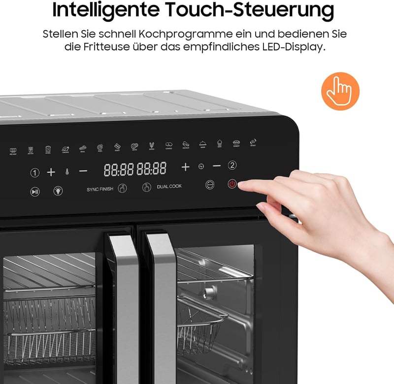 iceagle 23L Olajmentes Légfrissítő Kettős Zóna Francia Ajtó 2200W 15 Program