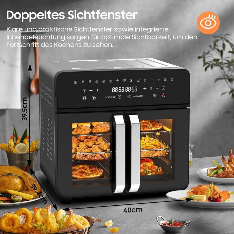 iceagle 23L Olajmentes Légfrissítő Kettős Zóna Francia Ajtó 2200W 15 Program