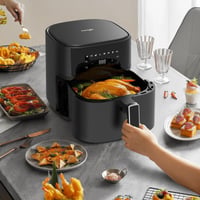 Fritieră cu aer cald iceagle 6,5 L XXL - 1700W, aparat de gătit cu aer cald fără ulei, 8 programe, afișaj LED digital, timer, 80-200°C, negru 8