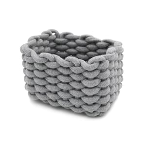 Coș de Depozitare Tricotat Icegrey - Cutie de Depozitare Rectangulară Impermeabilă pentru Camera Copilului, Dormitor, Living, Gri, Mic