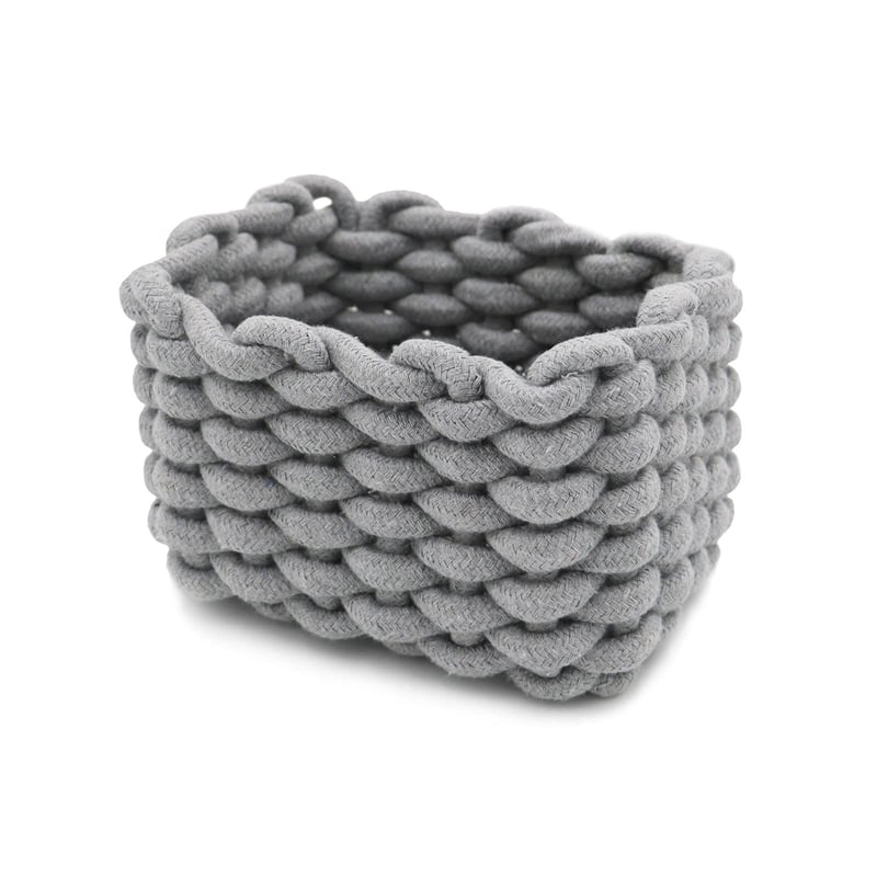 Pletený úložný kôš Icegrey – Vodoodolný obdĺžnikový úložný box do detskej izby, spálne, obývačky, sivý, malý