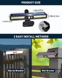 Lampă solară de grădină ICEKO KN cu senzor de mișcare și clips, 36 LED-uri, 3 moduri de iluminare, rezistentă la apă, pentru gard, streașină, garaj, camping, 2 bucăți 5