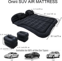 Icelus SUV Autós Felfújható Matrac 175x130x15cm - Légpumpával, Utazáshoz, Kempingezéshez, Csomagtartóba - Fekete Hordozható Légágy Kültéri H 3