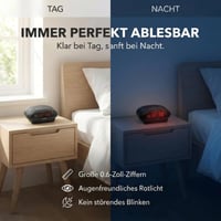 Ceas deșteptător cu radio FM iCES ICR-210 - Alarmă dublă, funcție snooze, tuner PLL, afișaj LED, negru 4