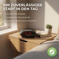 Ceas deșteptător cu radio FM iCES ICR-210 - Alarmă dublă, funcție snooze, tuner PLL, afișaj LED, negru 6
