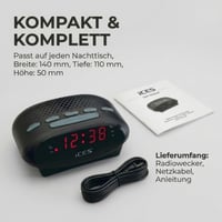 Ceas deșteptător cu radio FM iCES ICR-210 - Alarmă dublă, funcție snooze, tuner PLL, afișaj LED, negru 7