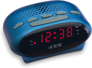 ICES ICR-210 FM radio budilica, dvostruki alarm, funkcija odgode (snooze) - plava