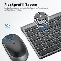 iClever 2.4G Vezeték Nélküli Billentyűzet és Egér Szett, USB-C Újratölthető, Teljes Méretű, Vékony és Tartós, Windows 7/8/10 és Mac OS Kompa 5