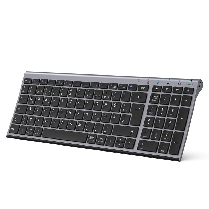Bluetooth klávesnica iClever BK10, 3 kanály, nabíjateľná, QWERTZ – grafitová sivá