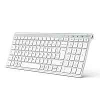 iClever BK10 Bluetooth Klávesnica - Nabíjateľná, Pripojenie 3 Zariadení, AZERTY, Ultratenká, Biela, Kompatibilná s Mac/iPad/iPhone/PC 1