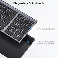 iClever BK10 Bluetooth Billentyűzet - Újratölthető, Ergonomikus, Teljes Méretű, 3 Eszköz Csatlakoztatás, Windows/Mac/iPad Kompatibilis, Szür 5