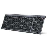 iClever BK10 Bluetooth Klávesnica – Nabíjateľná, Ergonomická, Plnej Veľkosti, Pripojenie 3 Zariadení, Kompatibilná s Windows/Mac/iPad, Sivá 1