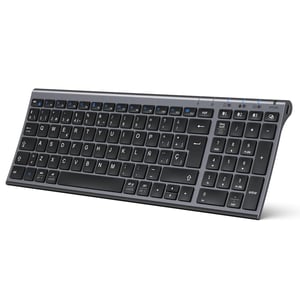iClever BK10 Bluetooth tipkovnica - Punjiva, Ergonomična, Pune veličine, Povezivanje s 3 uređaja, Kompatibilna s Windows/Mac/iPad, Siva