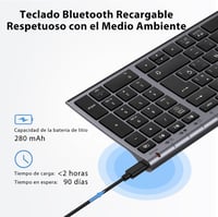 iClever BK10 Bluetooth Billentyűzet - Újratölthető, Ergonomikus, Teljes Méretű, 3 Eszköz Csatlakoztatás, Windows/Mac/iPad Kompatibilis, Szür 3